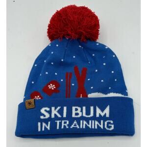 Locale Outdoor Ski Bum In Training Pom Beanie Hat Youth OS New NWT